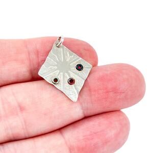 Vintage Sterling Silver 925 Diamond Sunburst Pendant